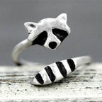 Vintage Raccoon Ring Adjustable Silver