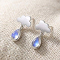 Cloud Moonstone Raindrop Stud Earrings
