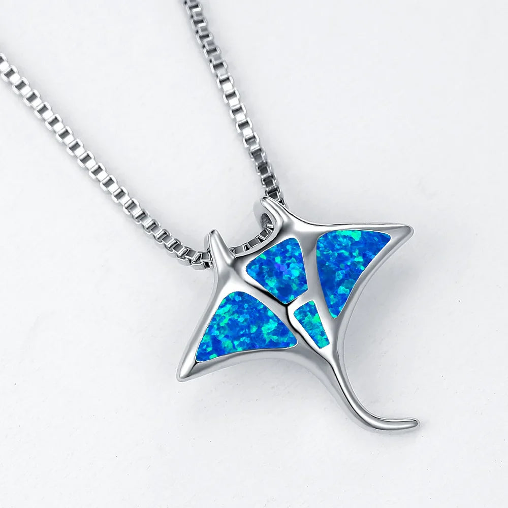 Manta Ray Blue Opal Necklace
