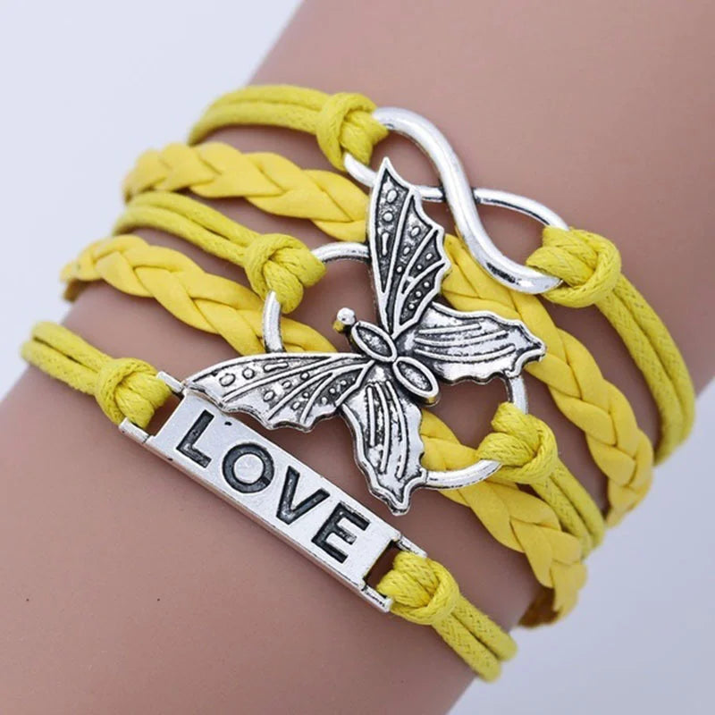 Vintage Love Butterfly Leather Bracelet