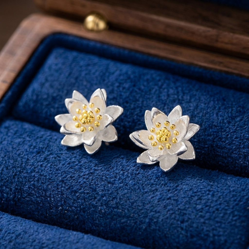 Sterling Silver Daffodil Stud Earrings