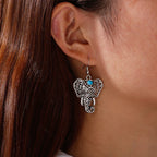 Vintage Elephant Drop Earrings Silver Bohemian