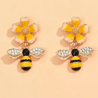 Bee & Sunflower Drop Earrings