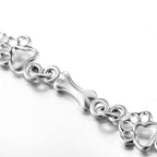 Limited Edition Pure Silver Dog Paw And Bone Charms Bracelet
