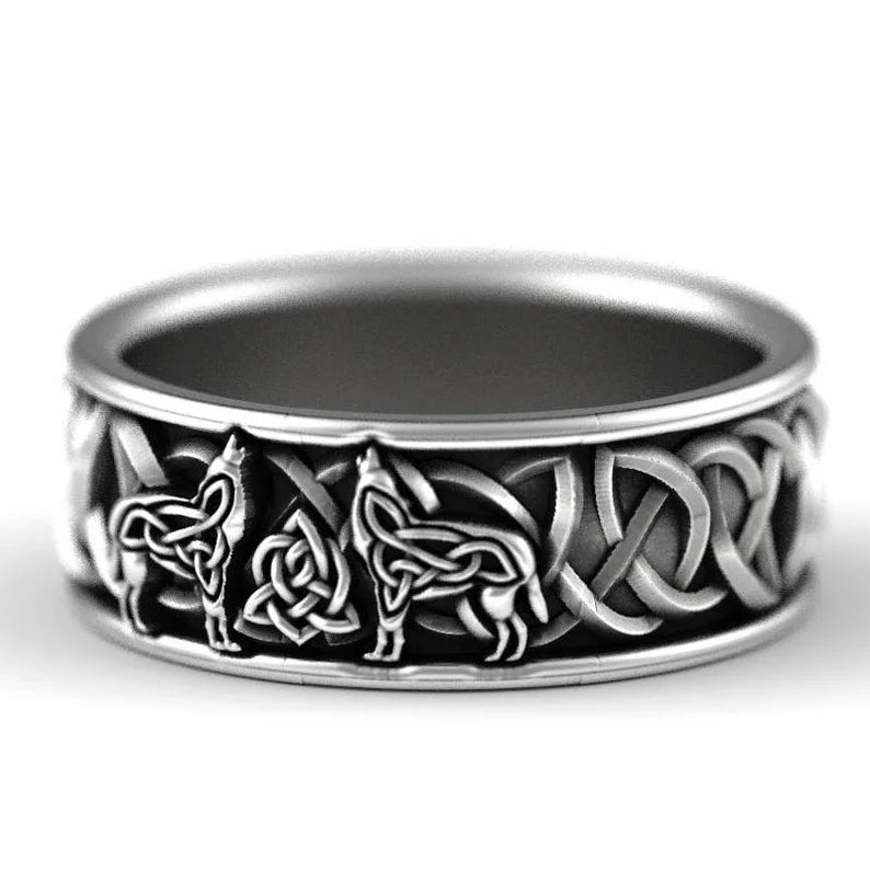 Viking Wolf Ring Statement Piece
