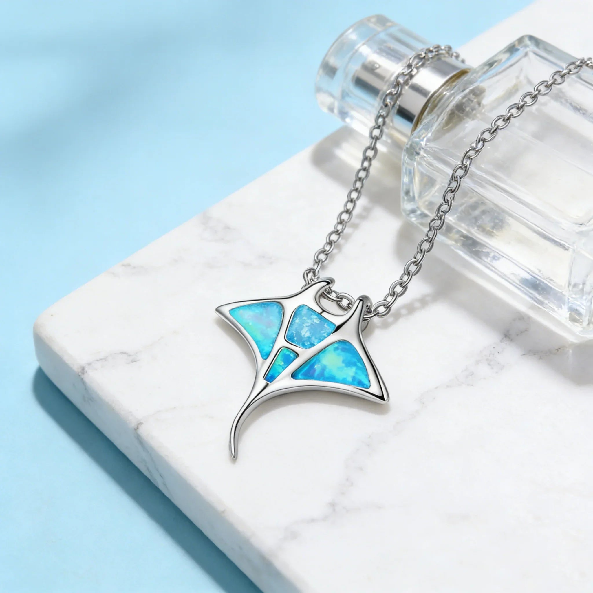 Manta Ray Blue Opal Necklace