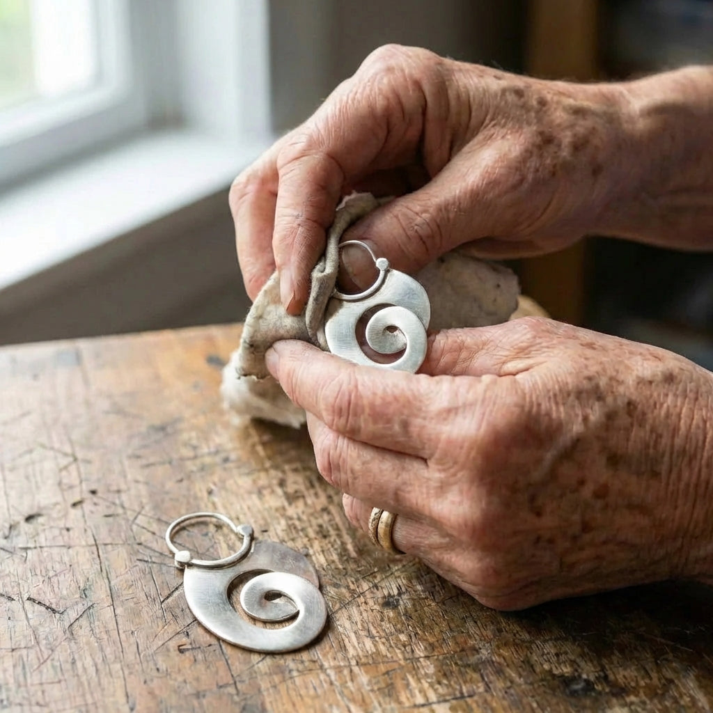Vintage Irregular Form Silver Earrings