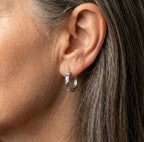 Vintage Silver Carving Sun And Moon Hoop Earrings