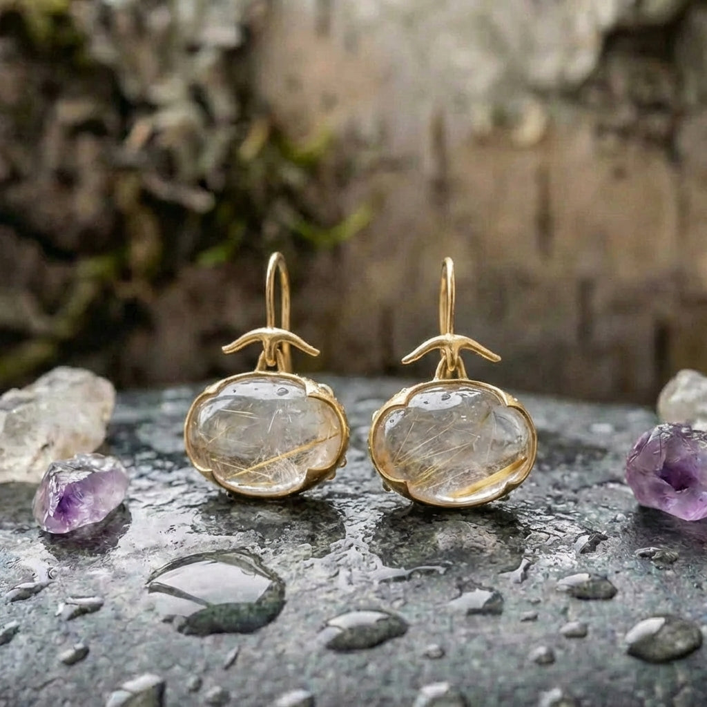 Vintage Moonstone Golden Earrings