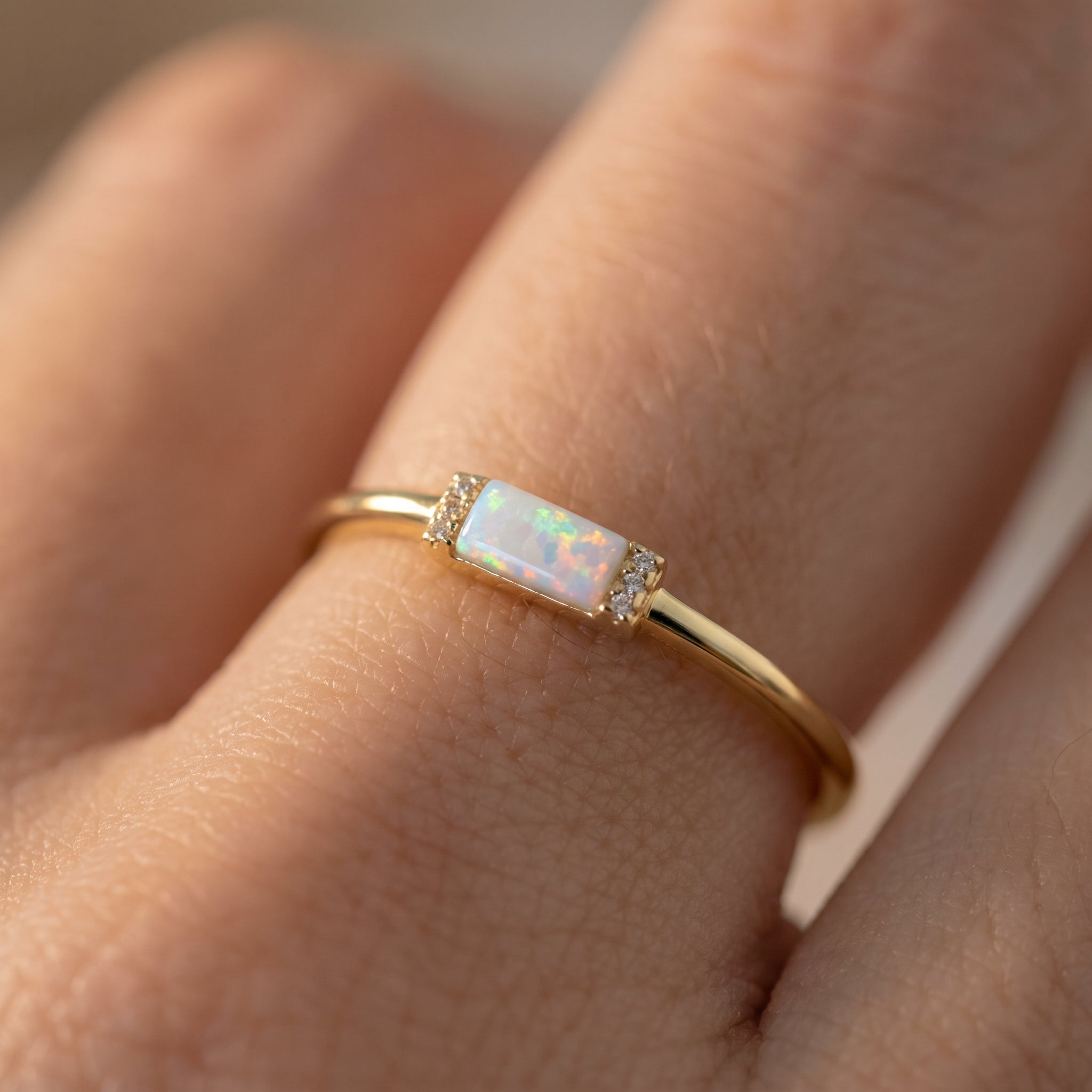 Opal Baguette Stacking Ring