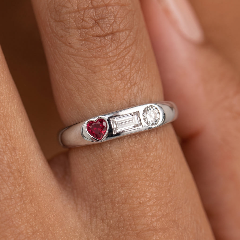 Custom Gemstone Signet Silver Colored Ring