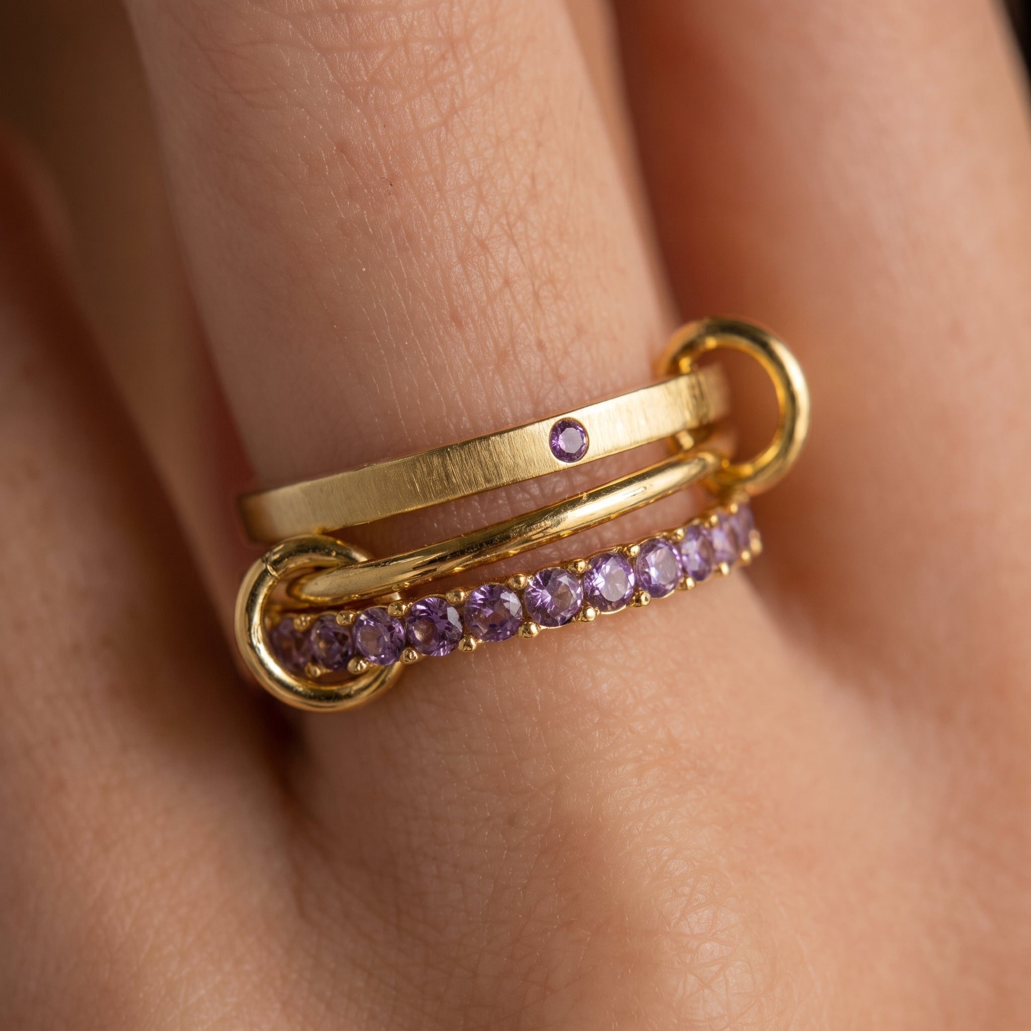 Triple Birthstone Stacking Rings
