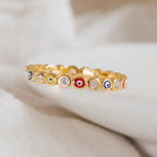 Rainbow Enamel Evil Eye Ring