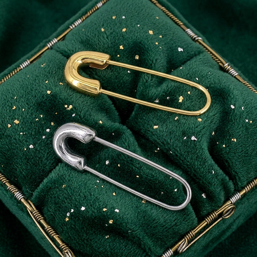 Safety Pin Pull Through Drop Earrings in Sterling Silver, Silve, Gold, Rose Gold or Black, Fun Quirky Punk Rock Jewellery