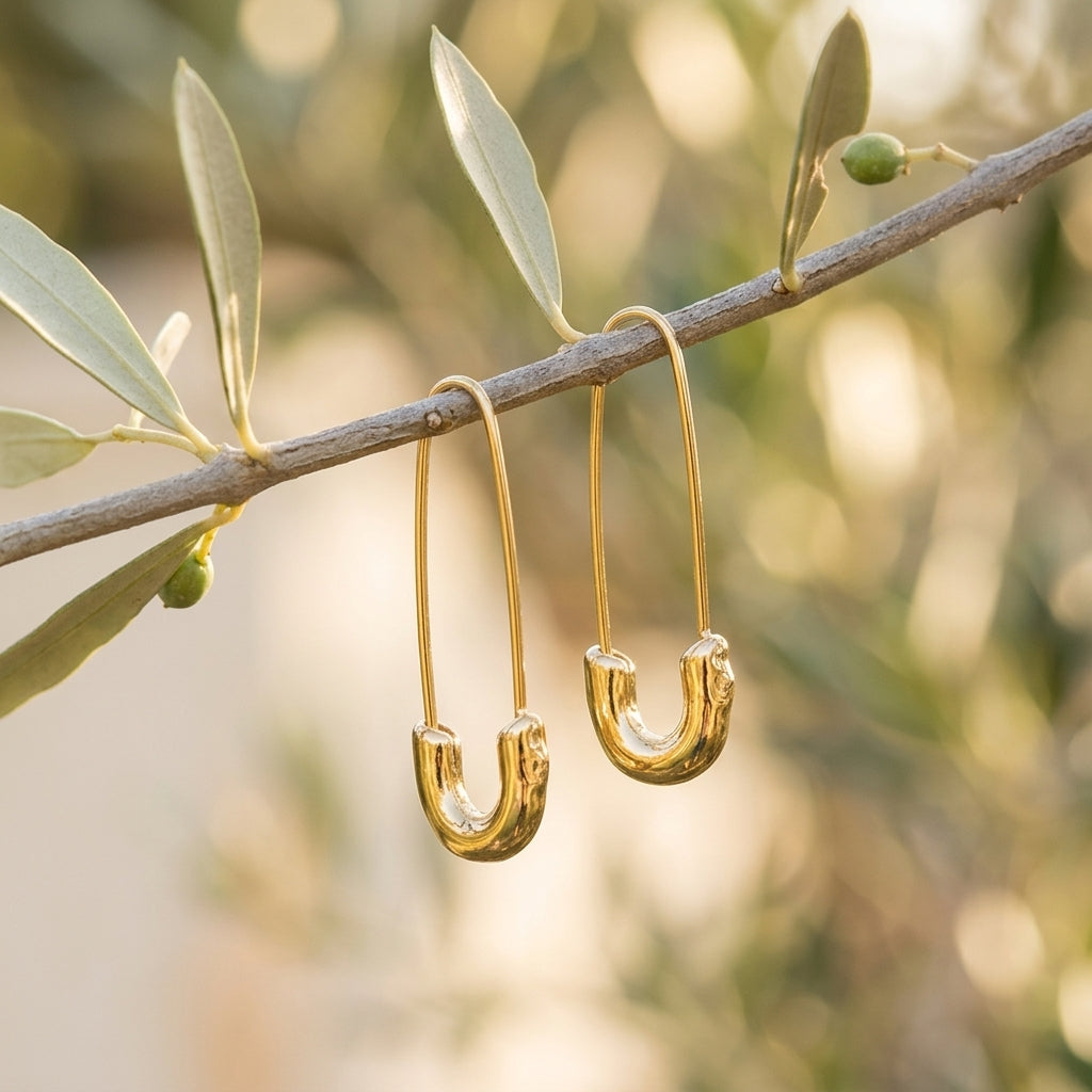 Safety Pin Pull Through Drop Earrings in Sterling Silver, Silve, Gold, Rose Gold or Black, Fun Quirky Punk Rock Jewellery