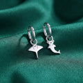 Mismatched Kawaii Hammerhead Shark and Manta Ray Huggie Hoop Earrings in Sterling Silver, Gold or Rose Gold,  Asymmetric and Detachable