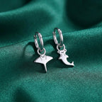 Mismatched Kawaii Hammerhead Shark and Manta Ray Huggie Hoop Earrings in Sterling Silver, Gold or Rose Gold,  Asymmetric and Detachable