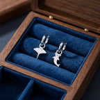 Mismatched Kawaii Hammerhead Shark and Manta Ray Huggie Hoop Earrings in Sterling Silver, Gold or Rose Gold,  Asymmetric and Detachable