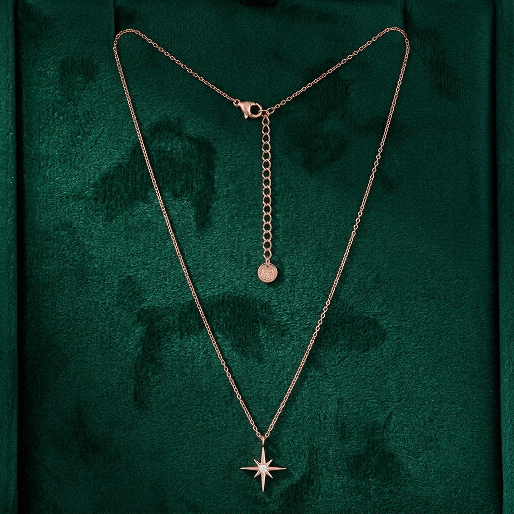 North Star Pendant Necklace Blue Opal