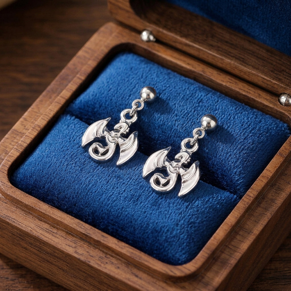 Tiny Dragon Drop Stud Earrings