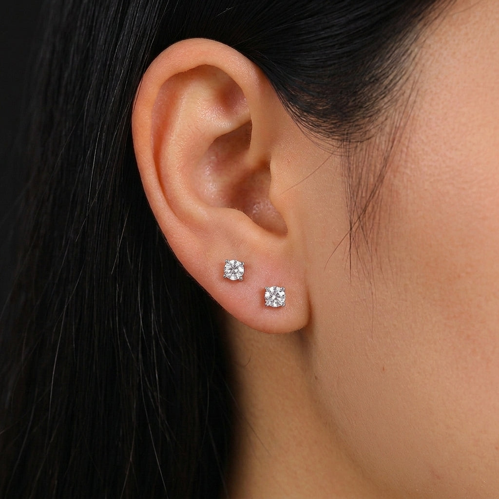 Tiny CZ Stud Earrings Sterling Silver