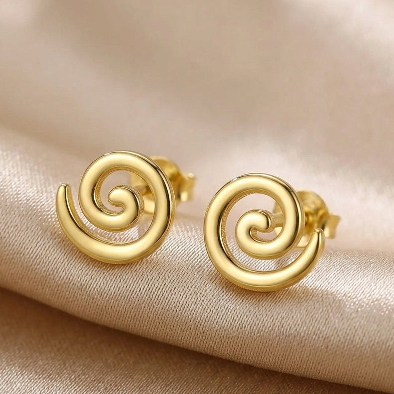 Koru Circle Spiral Flat Back Earrings
