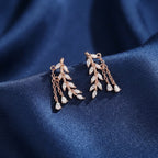 CZ Leaf Crawler Earrings Sterling Silver