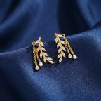 CZ Leaf Crawler Earrings Sterling Silver