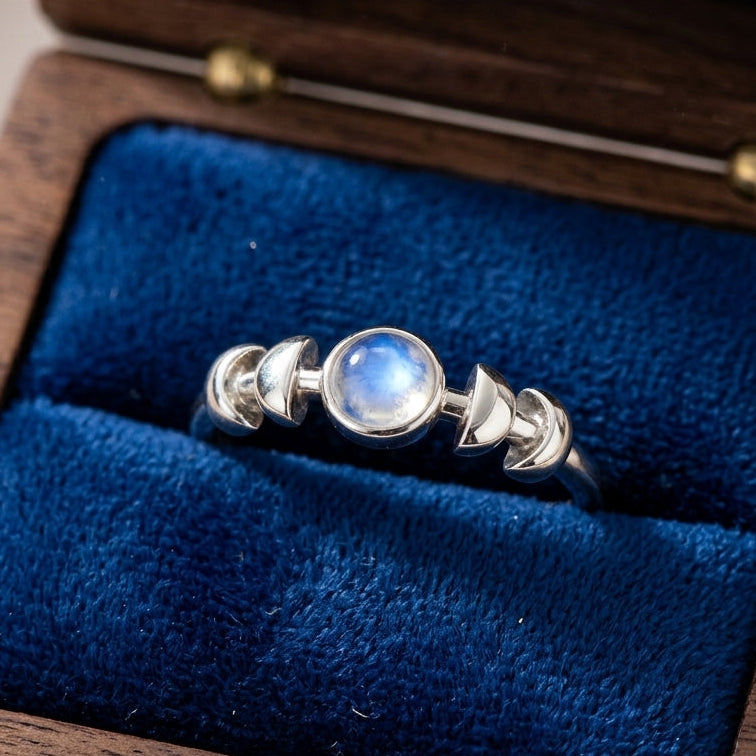 Moon Phase Ring Simulated Moonstone