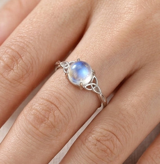Celtic Knot Moonstone Ring
