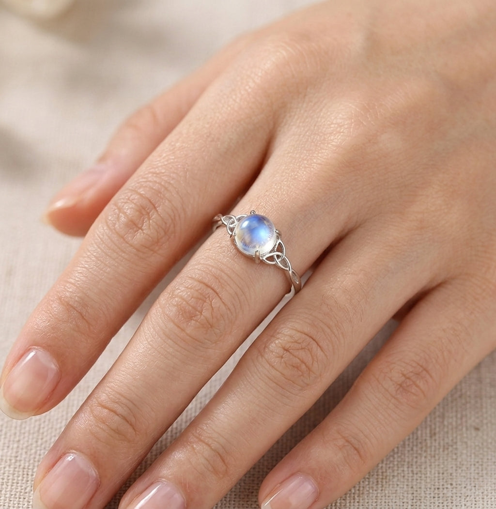 Celtic Knot Moonstone Ring