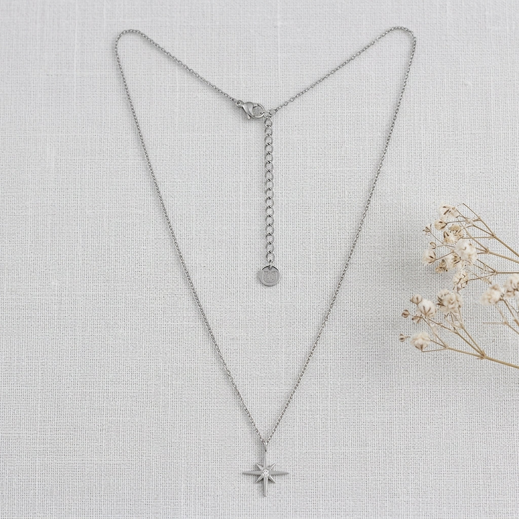 North Star Pendant Necklace Blue Opal