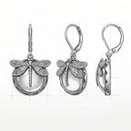 Spherical Dragonfly Earrings In Antique Gold