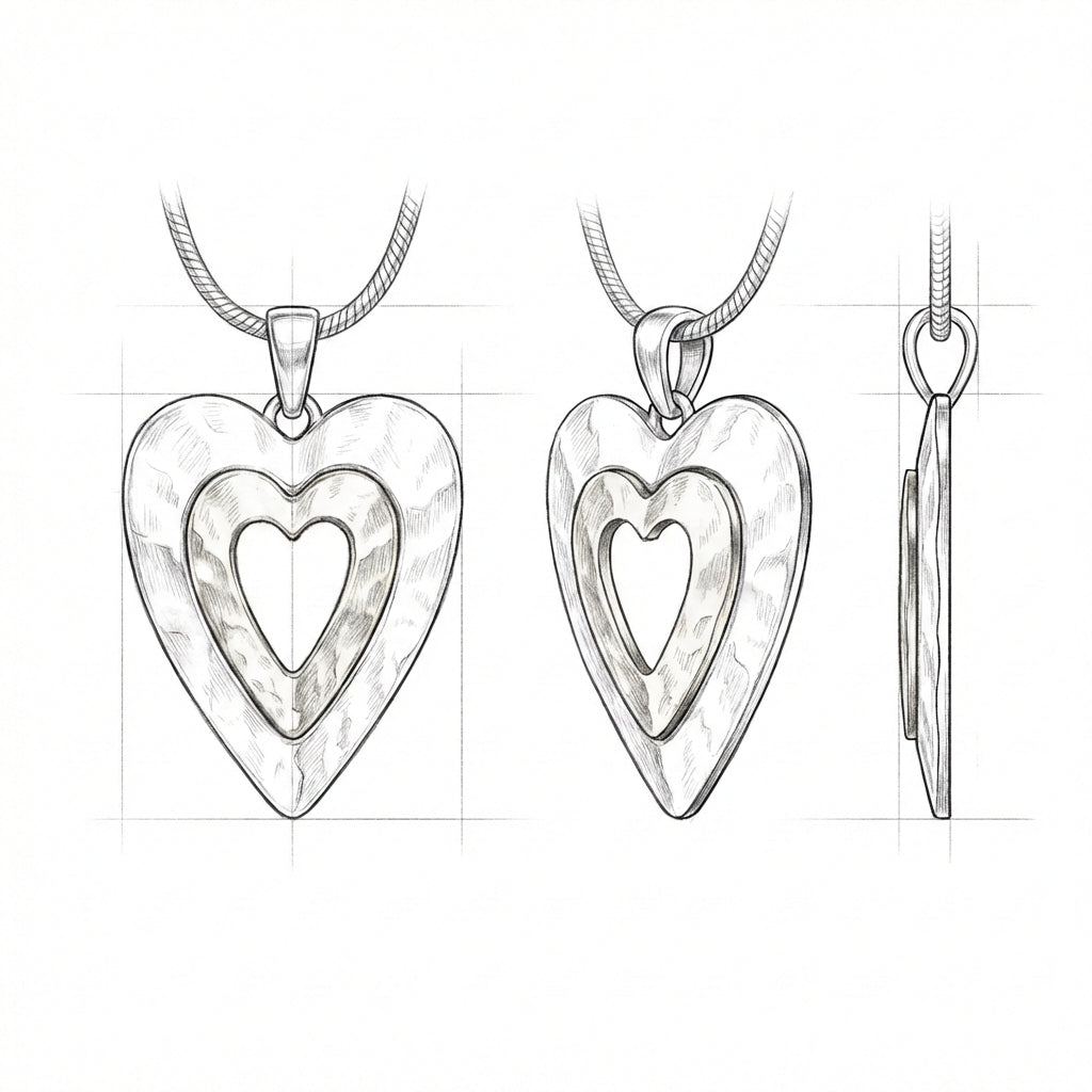 Vintage Silver & Gold Heart Pendant Necklace