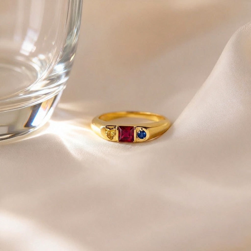 Custom Gemstone Signet Gold Colored Ring