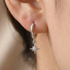 CZ Starburst Huggie Hoop Earrings