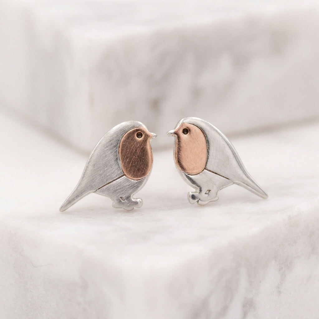 Robin Stud Earrings Silver