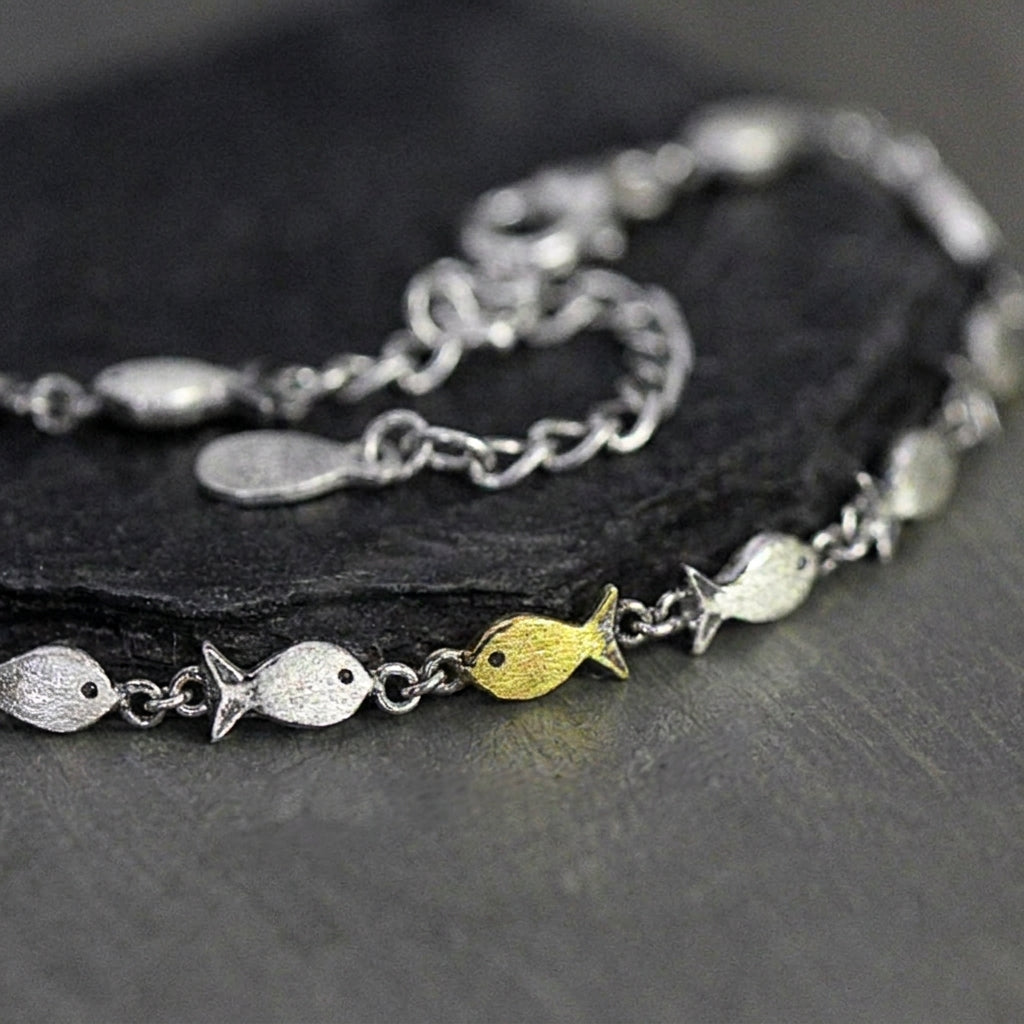 Swimming Fish Silver Bracelet
