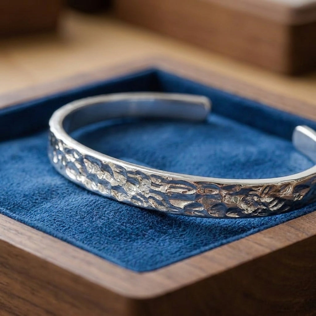 Handmade Hammered Silver Bangle