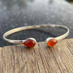 Pear Carnelian Sterling Silver Bangle