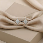 Starburst Stud Earrings in Sterling Silver with Sparkly CZ Crystals, Dainty and Delicate Earrings, Celestial Jewellery
