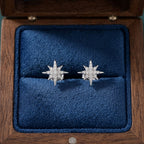 Starburst Stud Earrings in Sterling Silver with Sparkly CZ Crystals, Dainty and Delicate Earrings, Celestial Jewellery