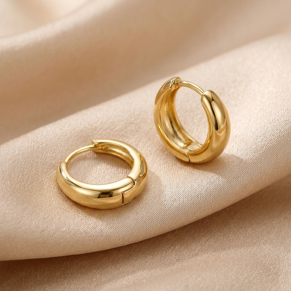 Mini Chunky Hoop Earrings in Sterling Silver, Chubby Hoop Earrings, Chunky Hoop Earrings, Silver or Gold