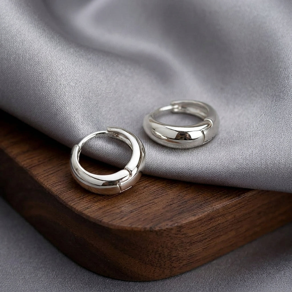 Mini Chunky Hoop Earrings in Sterling Silver, Chubby Hoop Earrings, Chunky Hoop Earrings, Silver or Gold