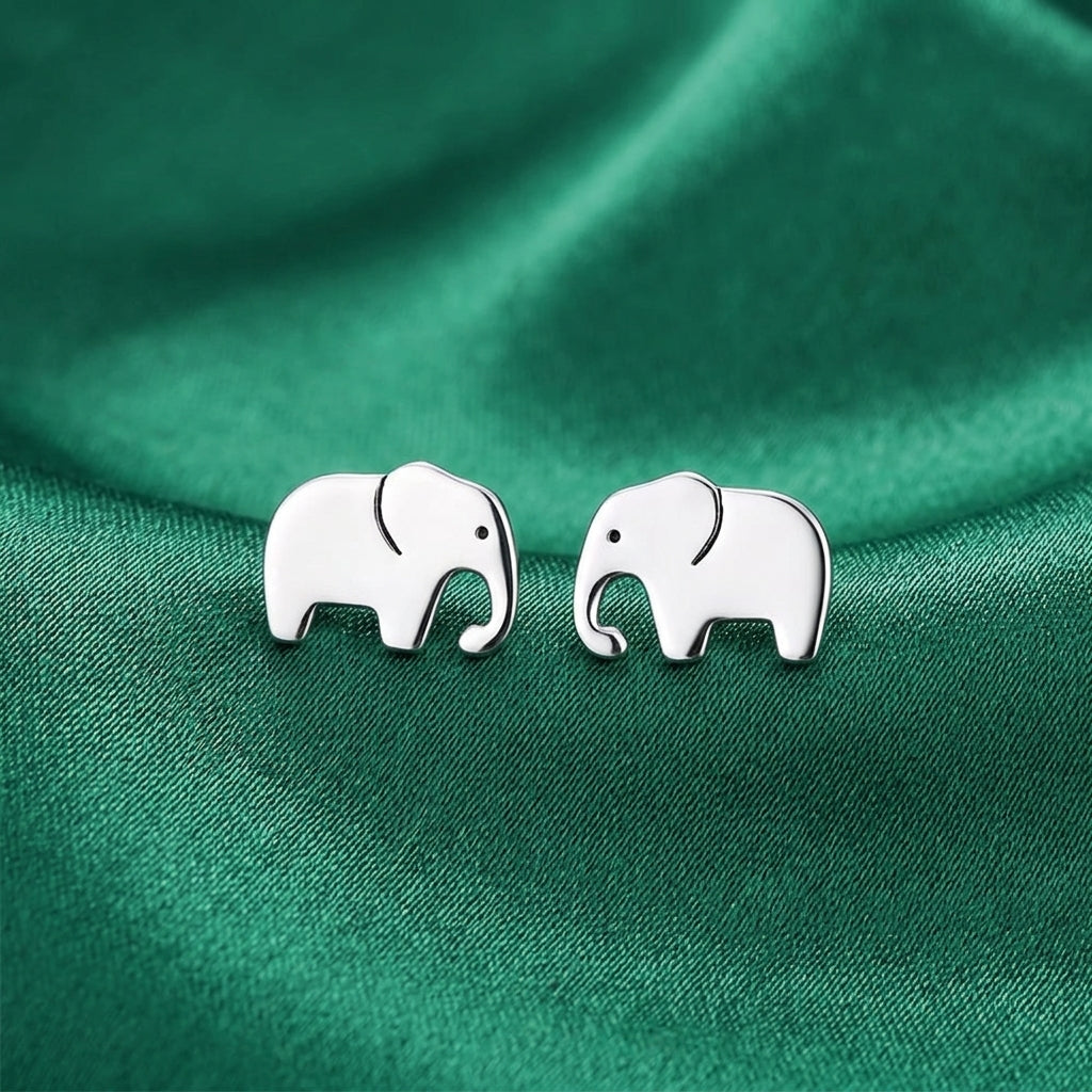 Elephant Stud Earrings in Sterling Silver,  Cute Fun Quirky Animal Jewellery, Jewelry Gift for Her, Animal Lover, Safari Nature Inspired