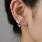 Extra Small Dragon Stud Earrings in Sterling Silver, Silver or Gold or Rose Gold, Sterling Silver Dragon Earrings, Small Dragon Stud