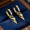 Sterling Silver Bird Skull Huggie Hoops