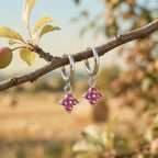 Extra Tiny Hydrangea Flower CZ Huggie Hoop Earrings in Sterling Silver, Silver or Gold, Green, Blue, Pink, Purple or Clear CZ