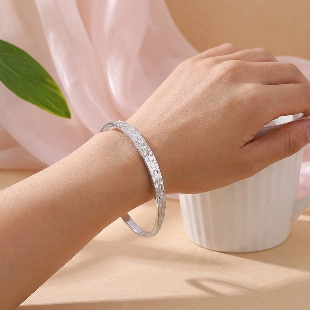 Handmade Hammered Silver Bangle