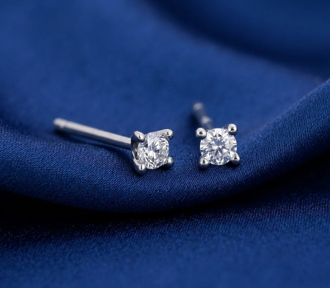 Tiny CZ Stud Earrings Sterling Silver